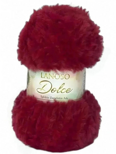 Пряжа Lanoso DOLCE №956 червоний, пряжа імітація хутра, для ручного в'язання спицями та гачком 956 фото