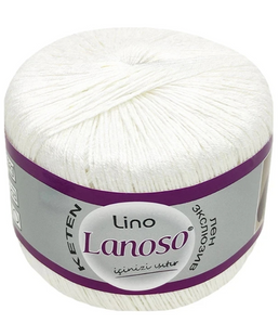 Пряжа Lanoso LINO №955 білий, пряжа льон з віскозою, для ручного в'язання спицями та гачком 955 фото