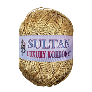 Пряжа Sultan LUXURY KORDONET (Лакшері Кордонет) №114 золото, пряжа з металевими блистерами, нитки для в'язання гачком и спицями 114 фото
