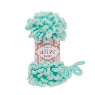 Пряжа Alize Puffy (Пуффі) №771 м'ята, плюшева нитки для в'язання руками 771 фото