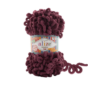 Пряжа Alize Puffy Fine (Пуффі Файн) №956 бордовий, плюшева нитки для в'язання руками 956 фото