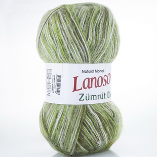 Пряжа Lanoso ZUMRUT Delux (Зумрут Делюкс) №7132 зелений меланж (Пряжа мохер, нитки для в'язання) 7132 фото