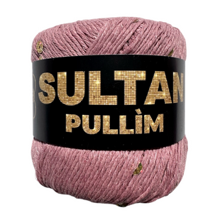 Пряжа Sultan PULLIM (Султан Пуллім) №2904 суха троянда паєтка золото, пряжа бавовна з паєткою, нитки для в'язання спицями та гачком 2904 фото