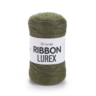 Пряжа YarnArt Ribbon Lurex №741 хакі, з люрексом для в'язання спицями та гачком 741 фото