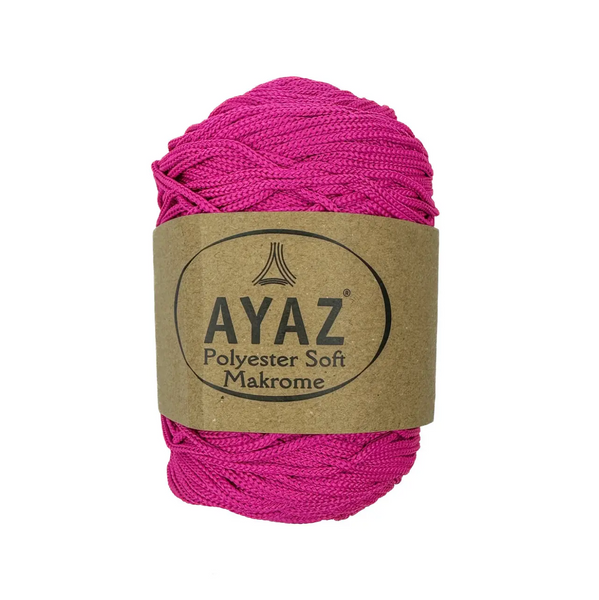 Пряжа Ayaz Polyester Soft Makrome (Аяз Софт Макроме) №1396 яскраво-рожевий, для сумок макраме та в'язання гачком 1396 фото Пряжа Ayaz Polyester Soft Makrome (Аяз Софт Макроме) №1396 яскраво-рожевий, для сумок макраме та в'язання гачком 1396 фото