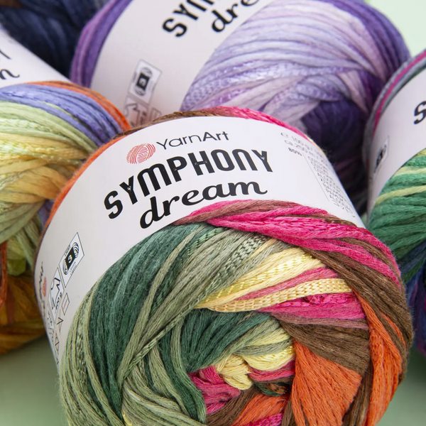 Пряжа Yarnart Symphony Dream №3105, хлопок с вискозой секционного окрашивания нитки для вязания спицами и крючком 3105 фото
