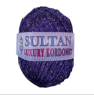 Пряжа Sultan LUXURY KORDONET (Лакшері Кордонет) №103 фіолетовий, пряжа з металевими блистерами, нитки для в'язання гачком и спицями 103 фото