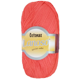 Пряжа Lanoso COTONAX №933 помаранчевий неон пряжа бавовни з акрилом, для ручного в'язання спицями та гачком 933 фото