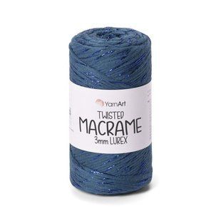 Пряжа Yarnart TWISTED MACRAME 3 мм LUREX №789 синій люрекс в тон, нитки для макраме 789 фото