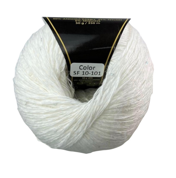 Пряжа Avanti Yarn Angora Premium №SF10/101 белый (ангора, нейлон, пайетки) 100 г, 500 м SF10/101 фото