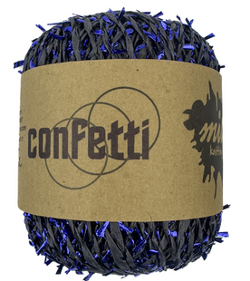 Рафія CONFETTI для в'язання та плетіння сумок та капелюхів чорний з синім 756987 фото