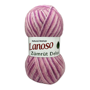Пряжа Lanoso Zumrut Delux №7120 рожевий і білий (мохер) 100 г, 550 м 7120 фото