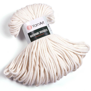 Пряжа Yarnart Macrame Braided №752 кремовий, макраме для ручного в'язання спицями та гачком 752 фото