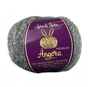 Пряжа Avanti Yarn Angora Premium (Ангора Преміум) №ЕF13/101 сірий, ангора з люрексом і паєтками ЕF13/101 фото