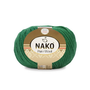 Пряжа Nako Pure Wool №12353 зелений, пряжа 100% вовна, для ручного в'язання спицями та гачком 12353 фото