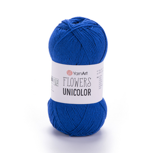 Пряжа YarnArt Flowers Unicolor №752 яскраво-синій, бавовна нитки для в'язання спицями та гачком 752 фото