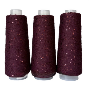 Пряжа Infinity Yarn Поетка на котоне 3 мм №088 марсала + пайетка в тон (100% хлопок) 100 г, 800 м 088 фото