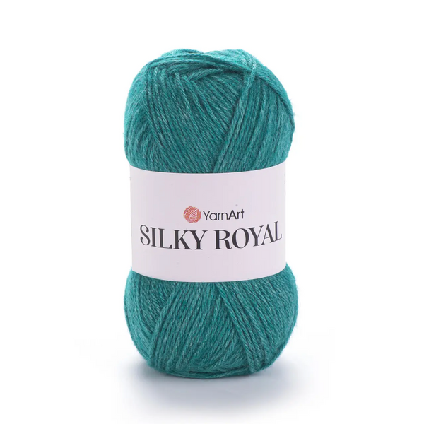 Пряжа Yarnart Silky Royal №439 зелена бірюза, вовна з шовком, нитки для в'язання спицями та гачком 439 фото Пряжа Yarnart Silky Royal №439 зелена бірюза, вовна з шовком, нитки для в'язання спицями та гачком 439 фото