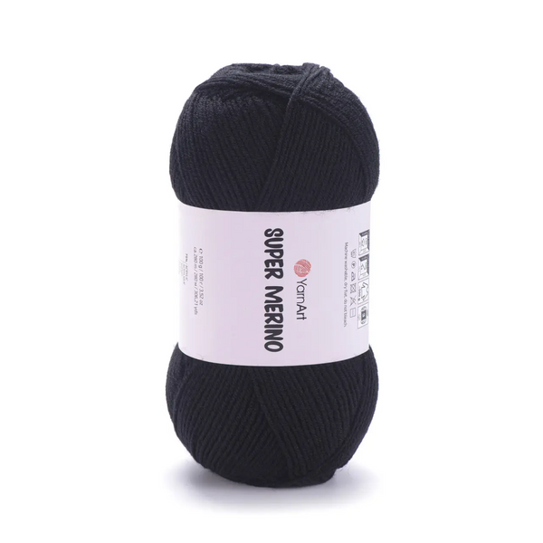 Пряжа Yarnart Super Merino №217 чорний, вовна з акрилом нитки для в'язання спицями та гачком 217 фото Пряжа Yarnart Super Merino №217 чорний, вовна з акрилом нитки для в'язання спицями та гачком 217 фото