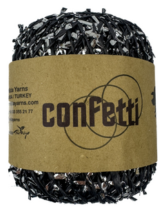 Рафія CONFETTI для в'язання та плетіння сумок та капелюхів чорний зі сріблом 756988 фото