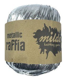 Рафія METALLIC для в&rsquo;язання та плетіння сумок та капелюхів срібний 496521 фото