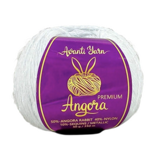 Пряжа Avanti Yarn Angora Premium (Ангора Преміум) №EF06/950 білий з блакитним відливом, ангора з люрексом і паєтками ЕF06/950 фото