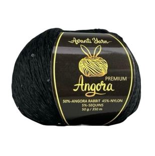 Пряжа Avanti Yarn Angora Premium №SF21-2008 чорний (ангора, нейлон, паєтки) 100 г, 500 м SF21-2008 фото