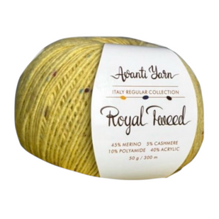 Пряжа Avanti Yarn ROYAL TWEED №618 світло-жовтий, пряжа твідова з кашемиром, нитки для в'язання гачком и спицями 618 фото