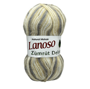 Пряжа Lanoso Zumrut Delux №7118 сірий+білий+хакі (мохер) 100 г, 550 м 7118 фото