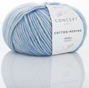 Пряжа Katia Cotton-Merino №131 небесно-блакитний (бавовна, мериносова вовна) 105 м, 50 г 131 фото