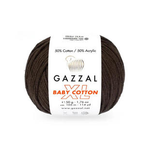 Пряжа Gazzal Baby Cotton XL №3436 коричневый цвет, 105м/50гр, 50% хлопок, для ручной вязки спицами и крючком 3436-XL фото