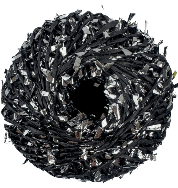 Рафія CONFETTI для в'язання та плетіння сумок та капелюхів чорний зі сріблом 756988 фото