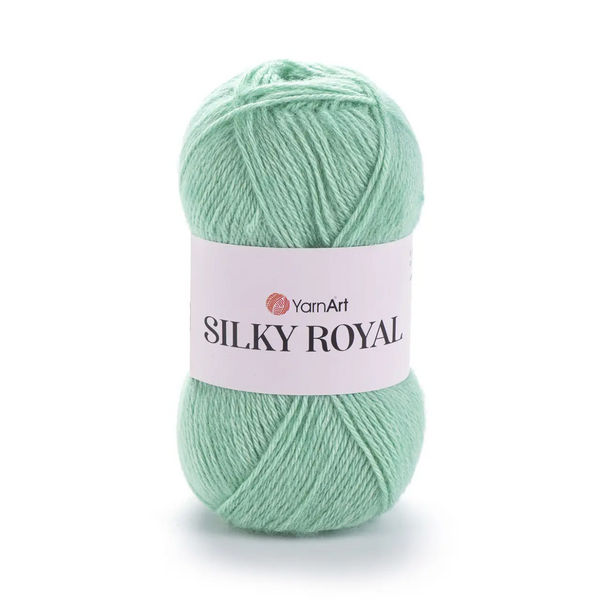 Пряжа Yarnart Silky Royal №440 м'ята, вовна з шовком, нитки для в'язання спицями та гачком 440 фото Пряжа Yarnart Silky Royal №440 м'ята, вовна з шовком, нитки для в'язання спицями та гачком 440 фото