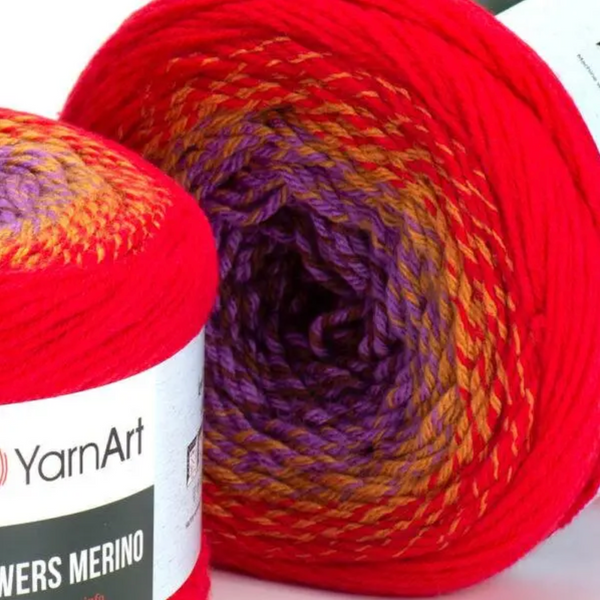 Пряжа YarnArt Flowers Merino №541 полушерсть, секционная покраска для вязания спицами и крючком 541 фото
