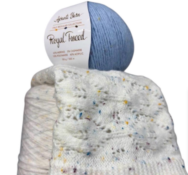 Пряжа Avanti Yarn ROYAL TWEED №618 світло-жовтий, пряжа твідова з кашемиром, нитки для в'язання гачком и спицями 618 фото