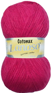 Пряжа Lanoso COTONAX №948 яскраво-рожевий пряжа бавовни з акрилом, для ручного в'язання спицями та гачком 948 фото