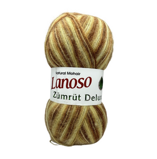 Пряжа Lanoso Zumrut Delux №7148 жовтий+коричневий+помаранчевий (мохер) 100 г, 550 м 7148 фото