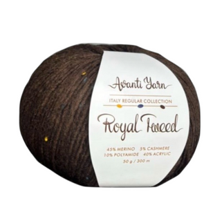 Пряжа Avanti Yarn ROYAL TWEED №620 шоколадний, пряжа твідова з кашемиром, нитки для в'язання гачком и спицями 620 фото