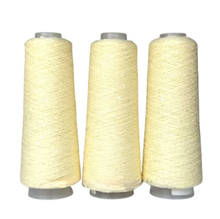 Пряжа Infinity Yarn Поетка на котоне 3 мм №141 светло-желтый + пайетка прозрачная (100% хлопок) 100 г, 800 м 141 фото