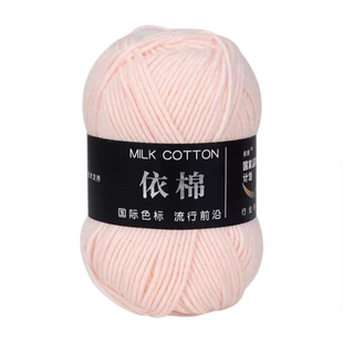 Пряжа MILK COTTON (Мілк Коттон) №07 блідо-рожевий, пряжа напівбавовна, нитки для в'язання спицями та гачком 07 фото