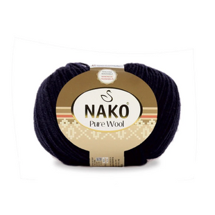 Пряжа Nako Pure Wool №00217 чорний, пряжа 100% вовна, для ручного в'язання спицями та гачком 00217 фото