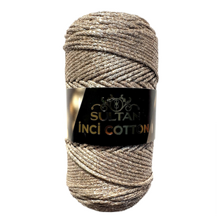 Пряжа Sultan INCI COTTON (Інсі Котон) №499 основа беж люрекс золото 499 фото