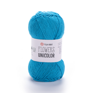 Пряжа YarnArt Flowers Unicolor №754 бірюза, бавовна нитки для в'язання спицями та гачком 754 фото