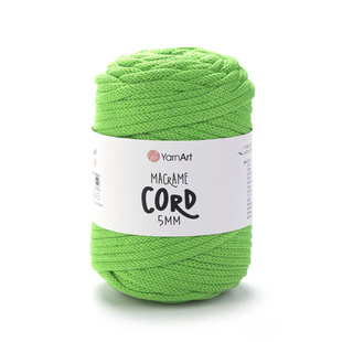 Пряжа Yarnart Macrame Cord 5 мм №802 яскраво-зелений, напівбавовна, нитки для плетіння макраме 802 фото