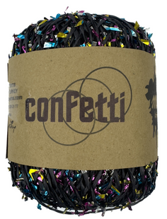 Рафія CONFETTI для в'язання та плетіння сумок та капелюхів чорний з різнокольоровим 756990 фото