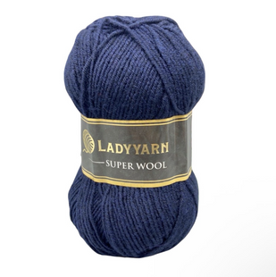 Пряжа Lady Yarn Super Wool №NW020 темно-синій (напіввовна) 100 г, 260 м NW020 фото