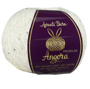 Пряжа Avanti Yarn Angora Premium (Ангора Преміум) №ЕF10/12 білий, ангора з люрексом і паєтками ЕF10/12 фото