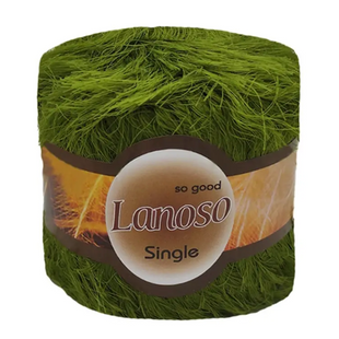 Пряжа Lanoso Single (Сінгл) №912 зелений, пухнаста нитки для в'язання спицями і гачком 912 фото