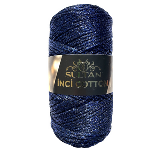 Пряжа Sultan INCI COTTON (Інсі Котон) №409 основа чорна люрекс синій 409 фото