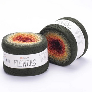 Пряжа YarnArt Flowers №302 - бавовна з акрилом, нитки секційного фарбування для в'язання спицями і гачком 302 фото